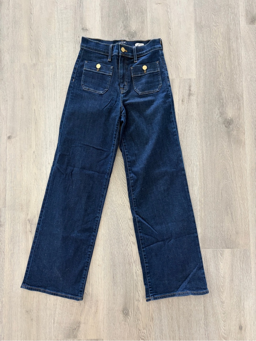 J. Crew Factory Slim Wide-Leg Sailor Jeans Gold Buttons All Day Stretch SZ 25